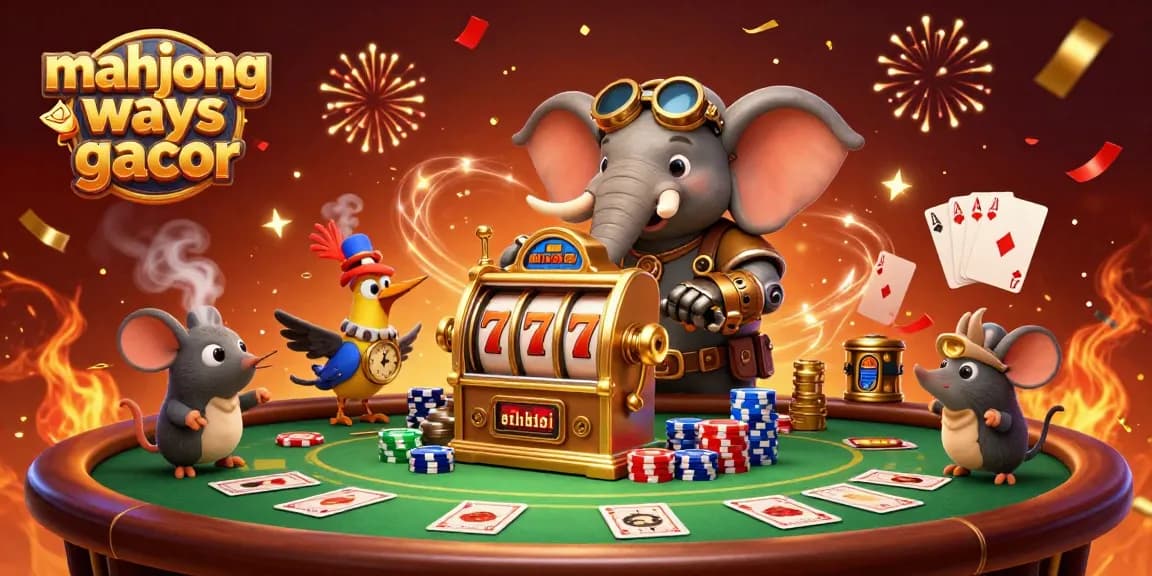 Experience big wins with mahjong ways gacor in a vibrant casino scene featuring steampunk characters and slot machines.