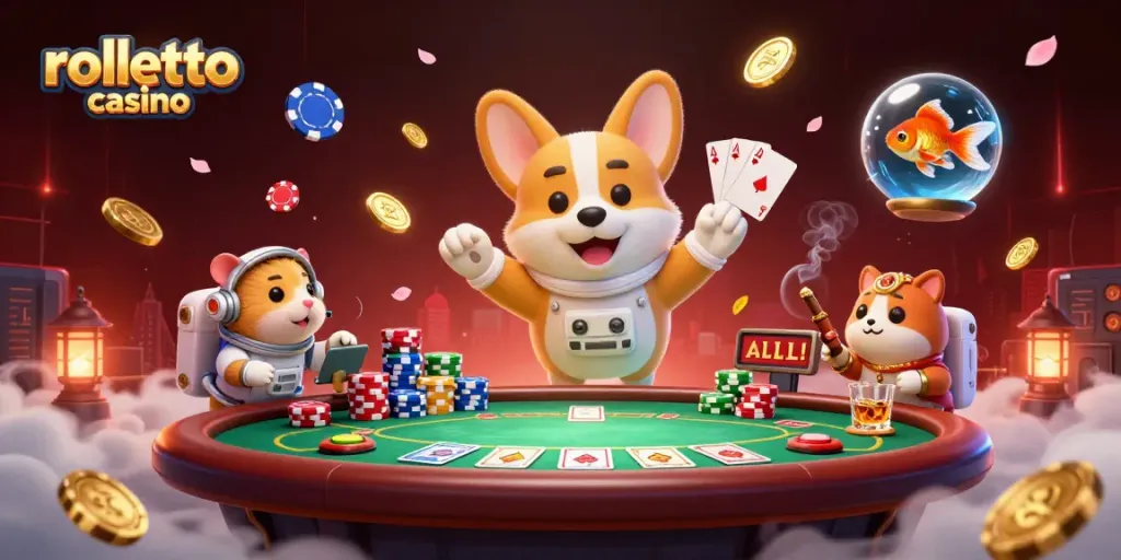 Experience rolletto casino excitement with this lively scene of gaming action in space.