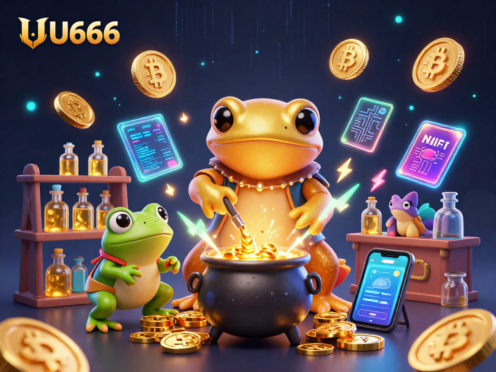 Experience the excitement of UU666 with a dazzling scene of a golden salamander alchemist creating wealth in a rich digital casino.