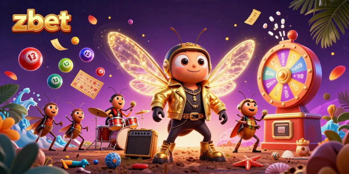 Engage in zbet casino excitement with a vibrant, dynamic illustration of 3D characters and gambling elements.