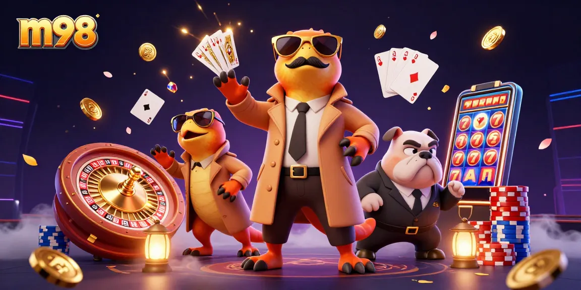 Engage in thrilling m98 casino experiences with raptors sneaking into a VIP lounge amidst bright gaming elements.