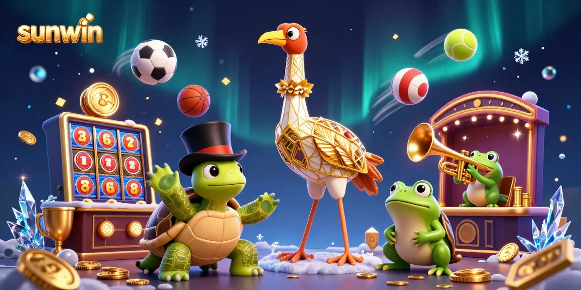 Experience thrilling wins at sunwin with dynamic slots and sparkling casino elements in a vibrant scene.