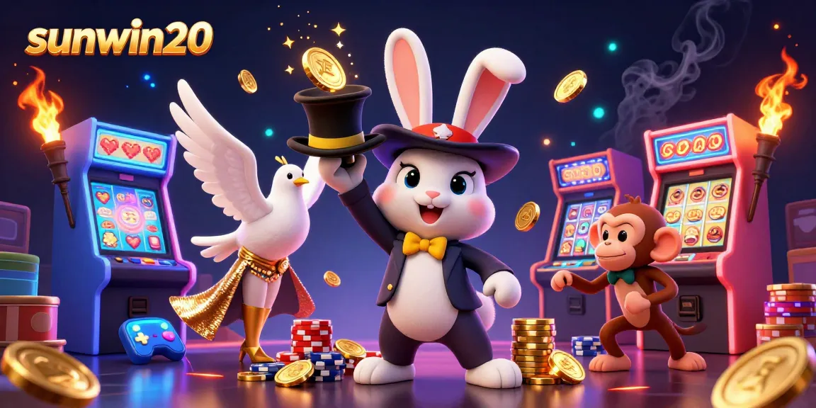Experience exciting moments with sunwin20 in this vibrant casino-themed illustration.